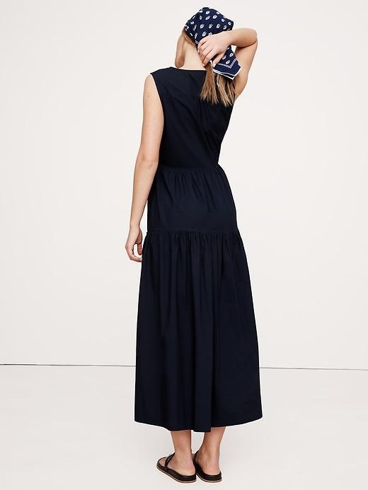 Cotton Poplin Wrap Maxi Dress Product Image