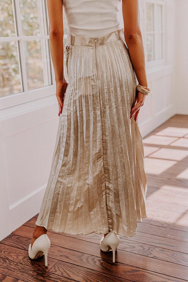 Champagne Fizz High Waist Pleated Maxi Skirt Product Image