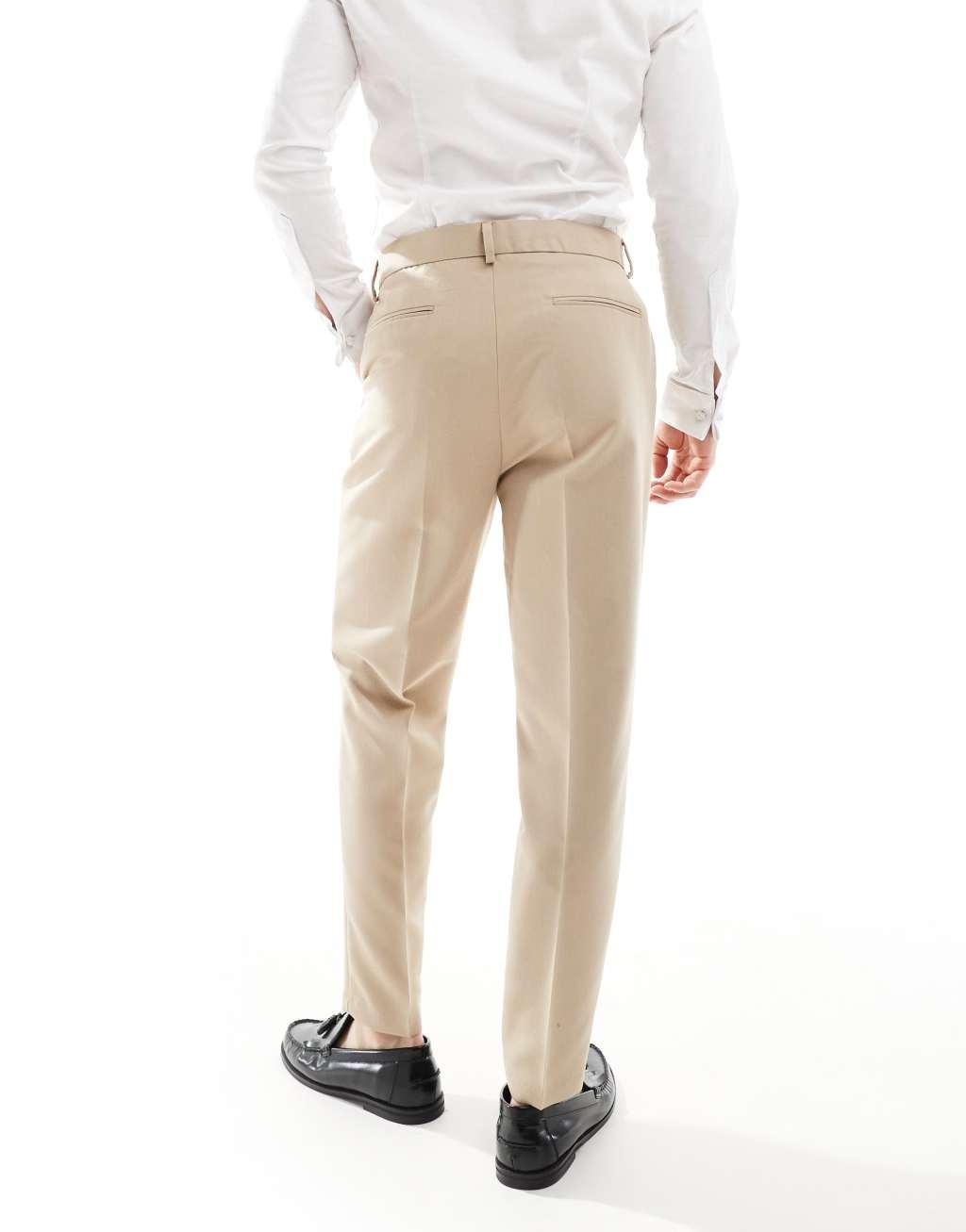 ASOS DESIGN smart tapered fit pants in dark stone Product Image