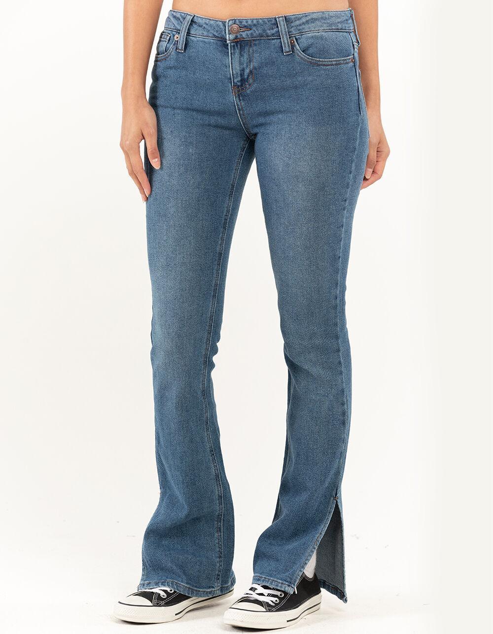 RSQ Womens Side Slit Flare Comfort Jeans - MEDIUM INDIGO Product Image