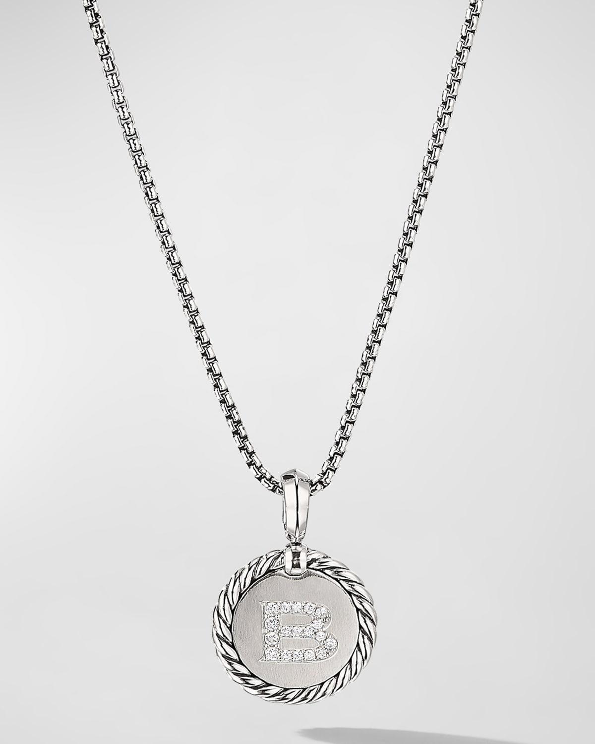 David Yurman Sterling Silver Cable Collectibles Initial Charm Necklace with Diamonds, 18 Product Image