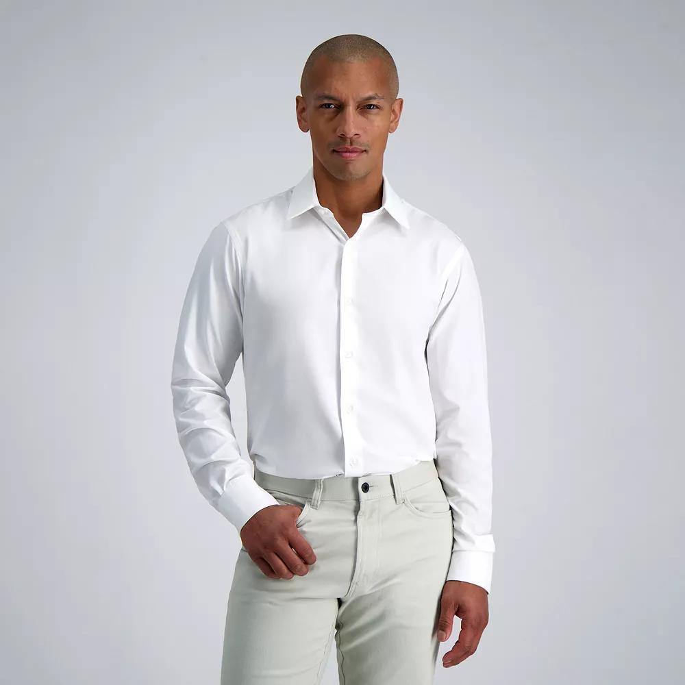 Men's Haggar® Smart Wash® Slim Fit Wrinkle Free Dress Shirt, Size: 17.5-34/35, White Solid Product Image