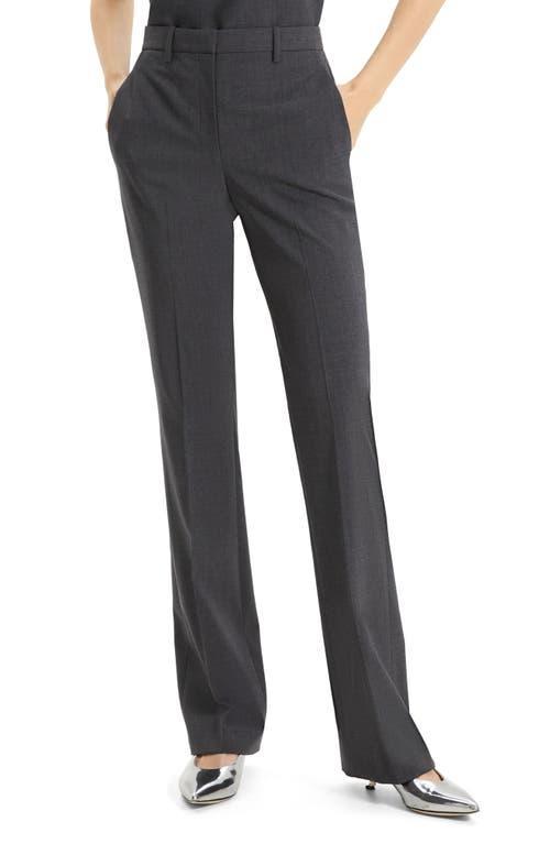 Womens Stretch Wool Straight Full-Length Trousers Product Image