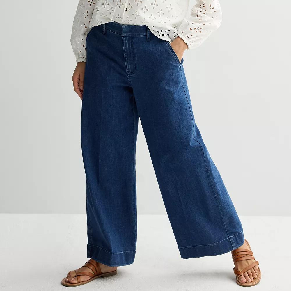 Women's Nine West High-Rise Wide Leg Trouser Jeans, Size: 18, Medium Wash Blue Product Image