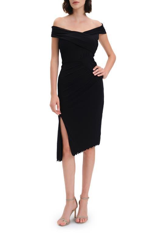 Lovinia Ruched Off-Shoulder High-Low Midi Dress Product Image