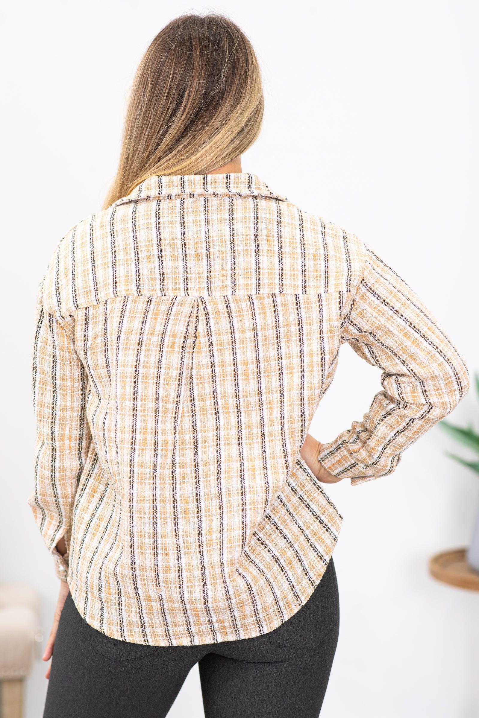Tan and Black Tweed Plaid Shacket Product Image