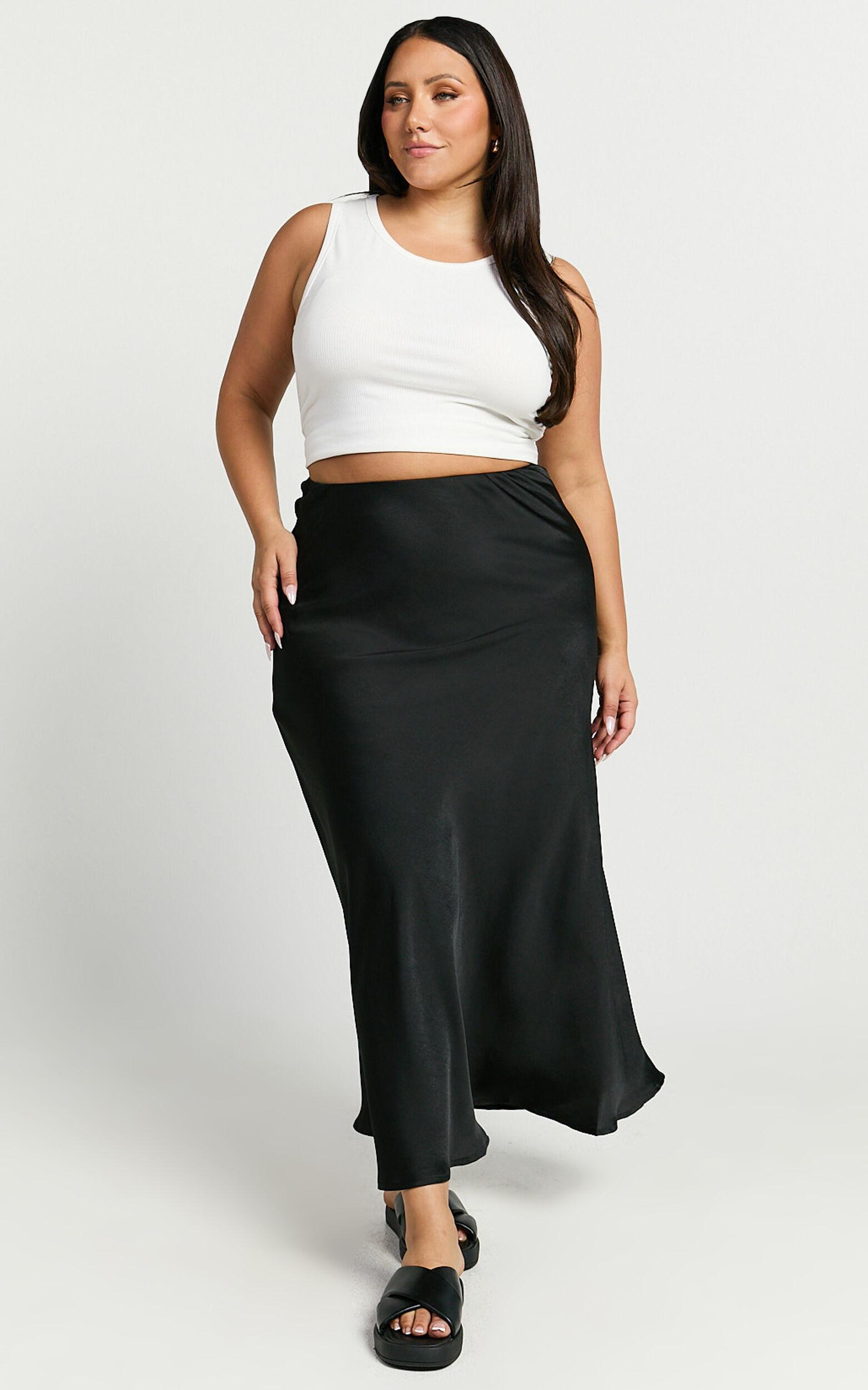 Amari Maxi Skirt - High Waisted Bias Cut Skirt in Black Product Image