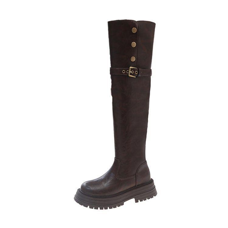 Platform Plain Tall Boots Product Image