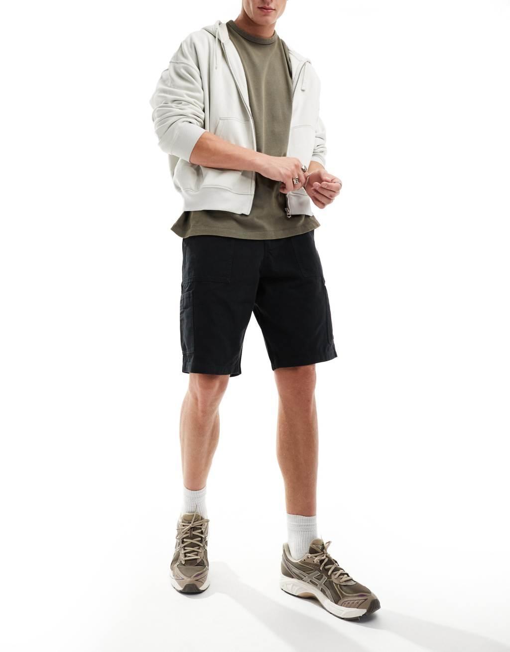 ASOS DESIGN cargo shorts in black with carpenter detail Product Image