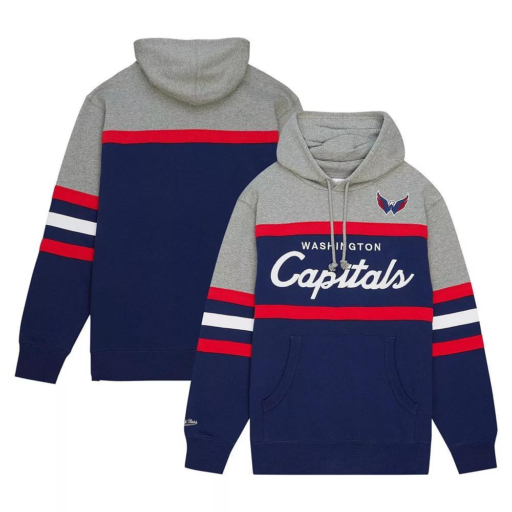 Men's Mitchell & Ness Navy/Gray Washington Capitals Head Coach Pullover Hoodie, Size: XL, Blue Product Image