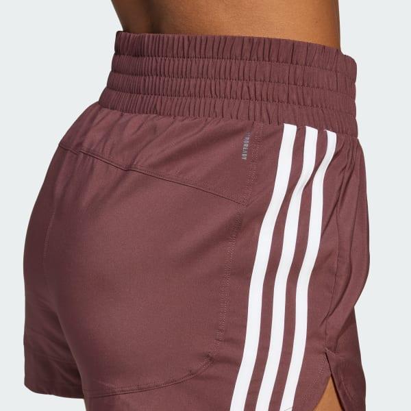 adidas Pacer Training 3-Stripes Woven High-Rise Shorts Aurora Ruby S 3 Womens Product Image