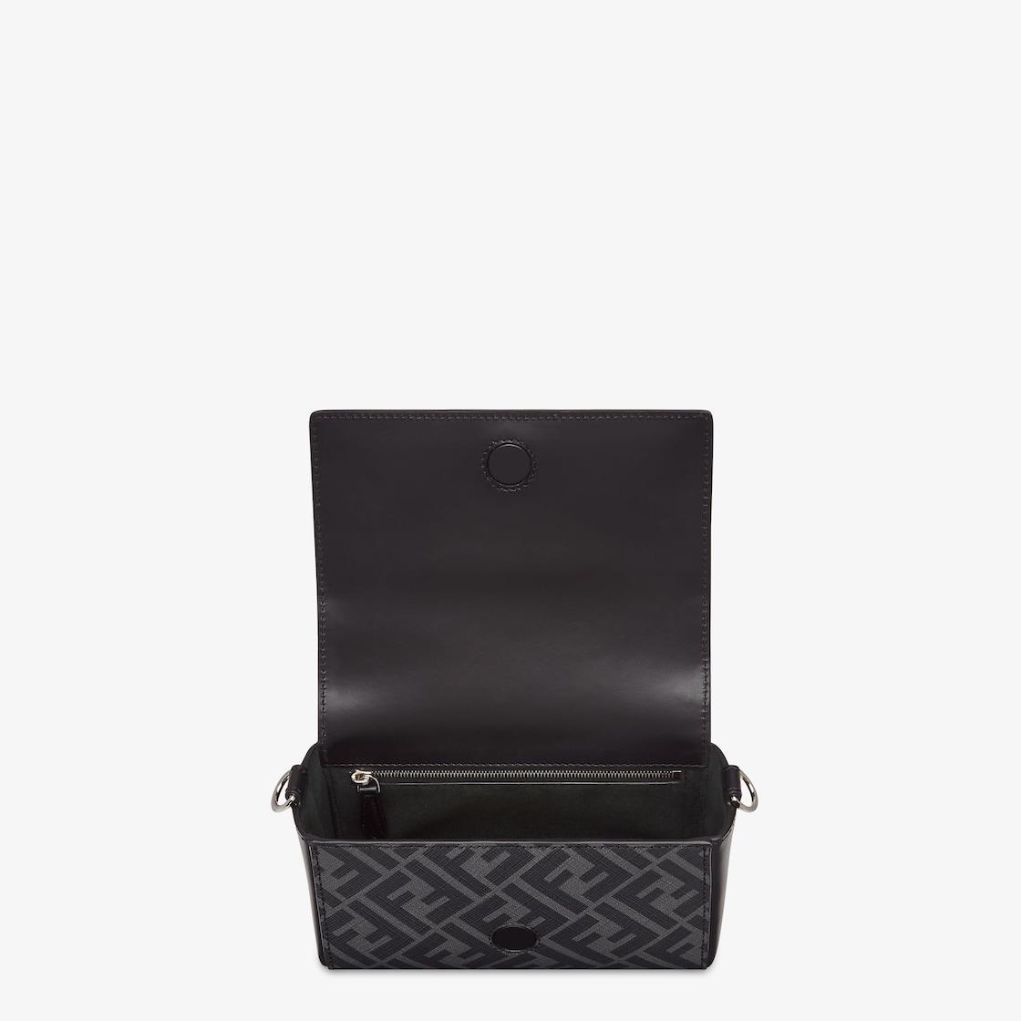 FF Squared Compact BagBlack leather and black FF canvas bag Product Image