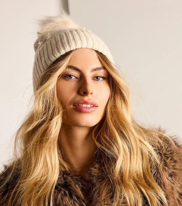 Stay Toasty Bow And Pom Knit Beanie Product Image