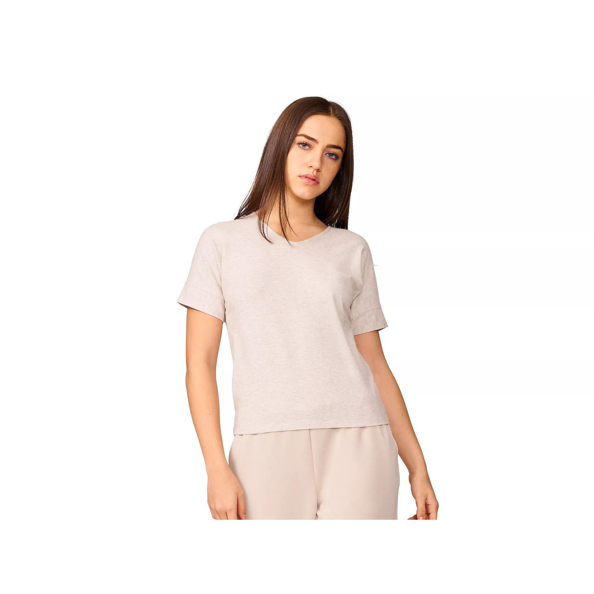 Women's Grey & Gray Cap Sleeve Tee, Size: XL, Feather Gray Grey Product Image
