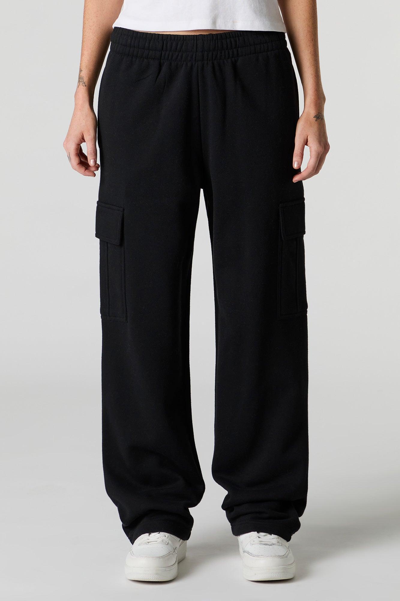 Solid Fleece Wide Leg Cargo Sweatpant Female Product Image