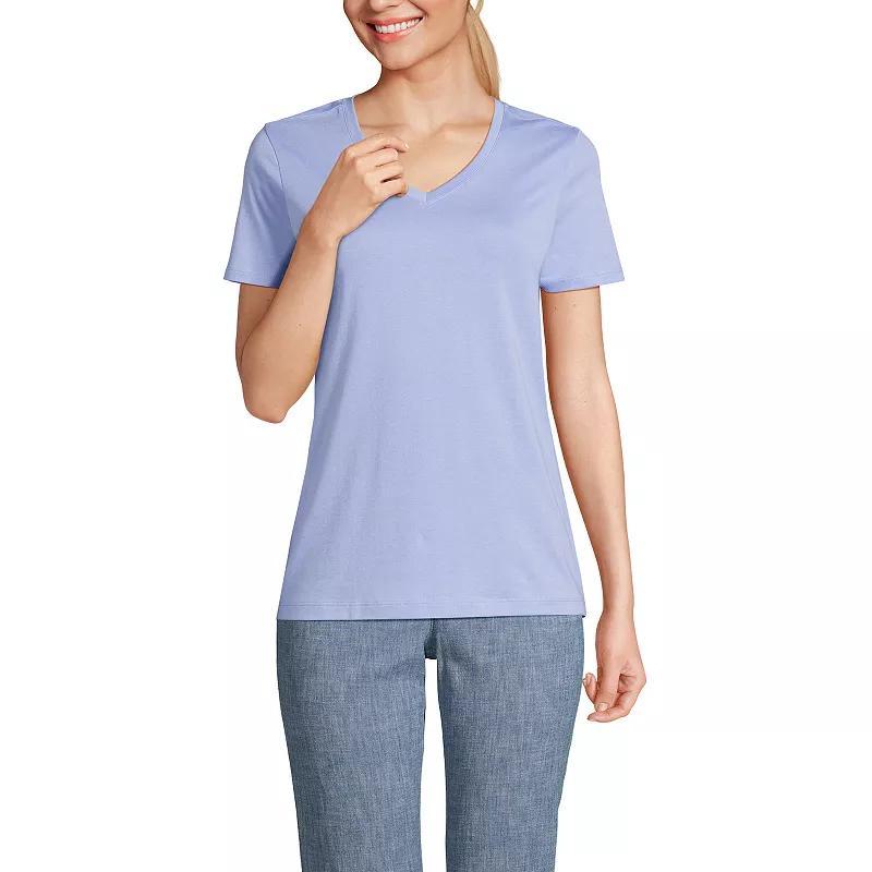 Women's Lands' End Relaxed-Fit Supima Cotton V-Neck Tee, Size: Small Tall, Blue Blossoms Product Image