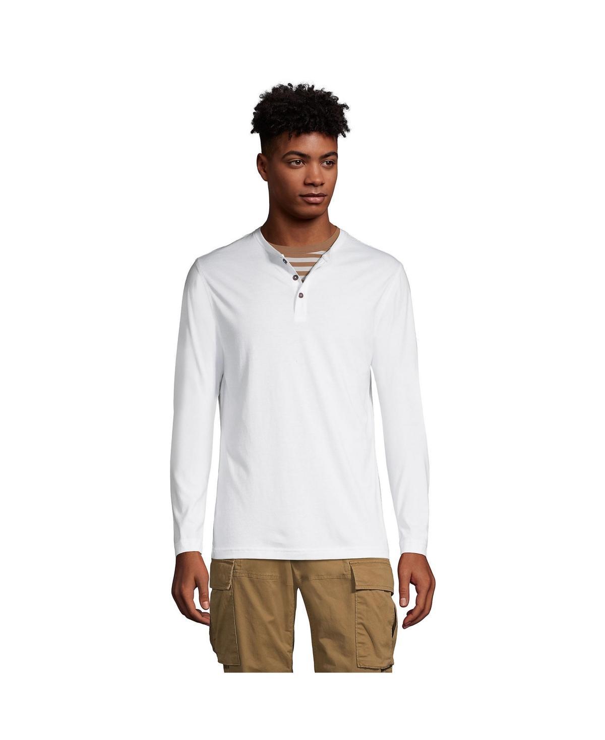 Men's Lands' End Long Sleeve Supima Jersey Henley Top, Size: Large, Radiant Blue Product Image