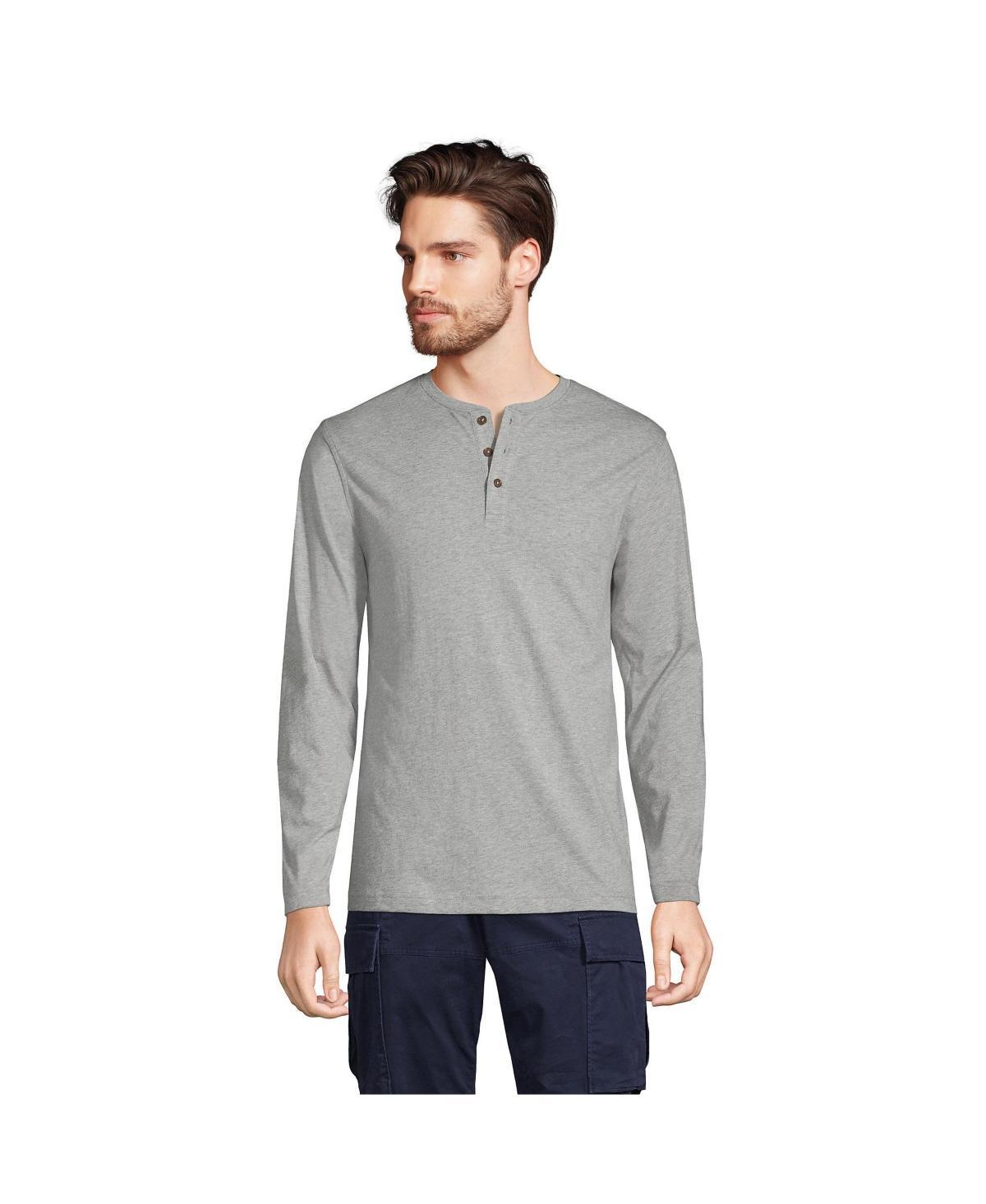 Men's Lands' End Long Sleeve Supima Jersey Henley Top, Size: Large, Radiant Blue Product Image