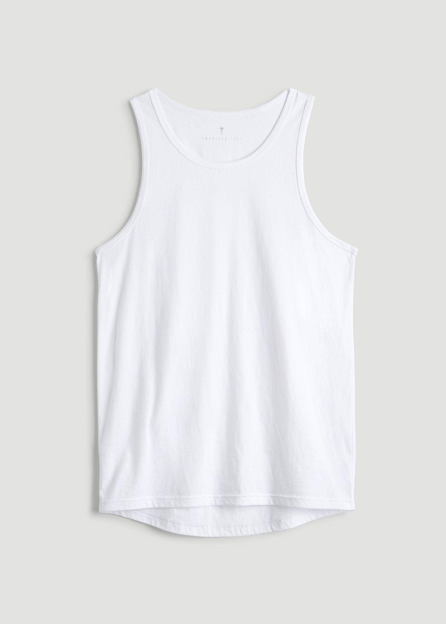 The Essential Beach Tank for Tall Men in White Product Image