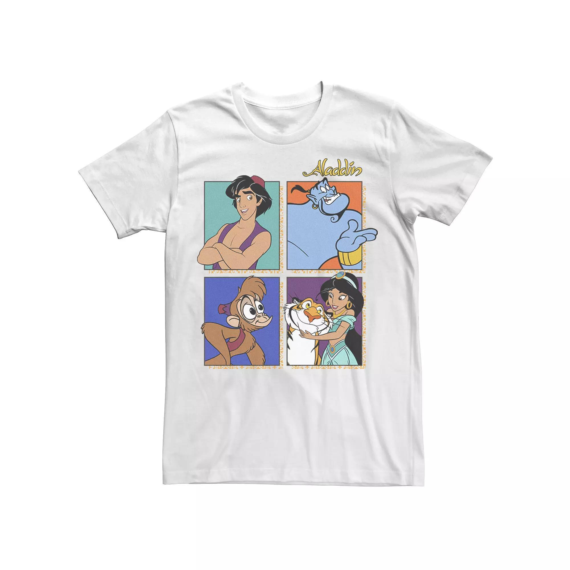 Disney's Aladdin Men's Group Shot Box Up Tee, Size: Medium, White Product Image