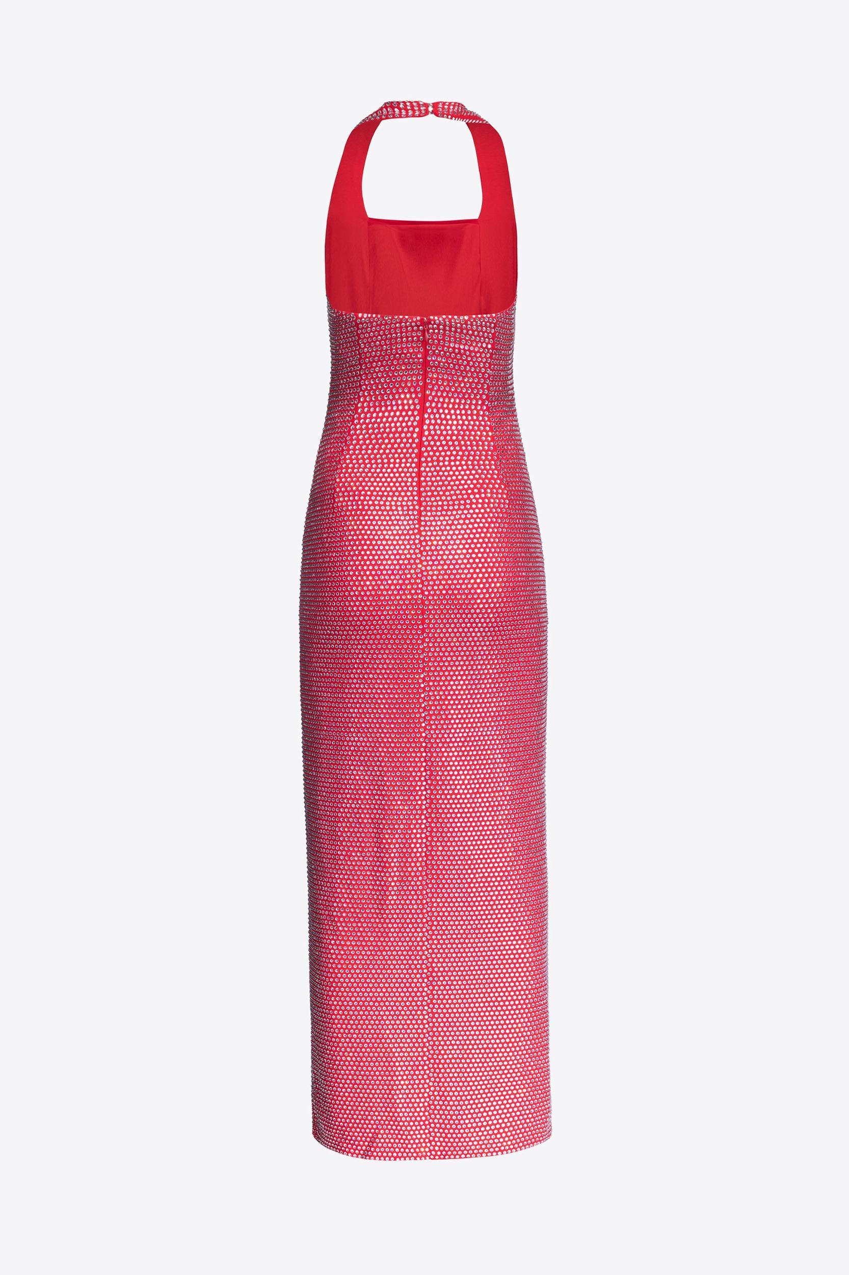Crystal Embellished Halter Slit Gown Product Image