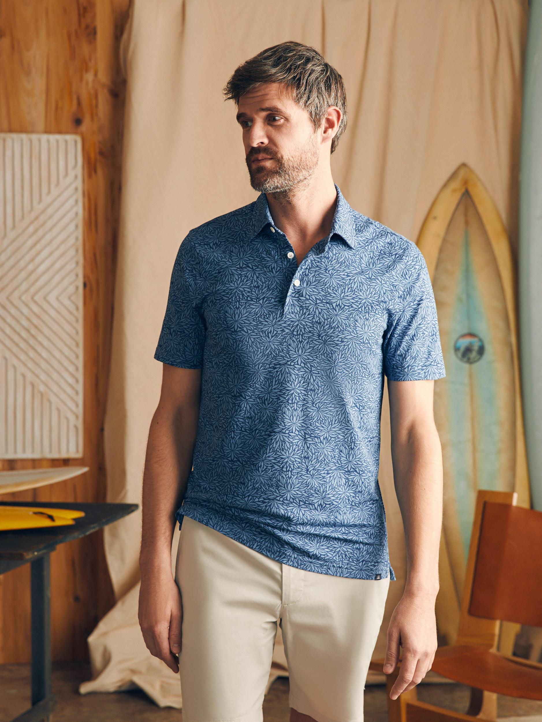 Movement™ Short-Sleeve Pique Polo Shirt - Horizon Blue Frond Print Male Product Image