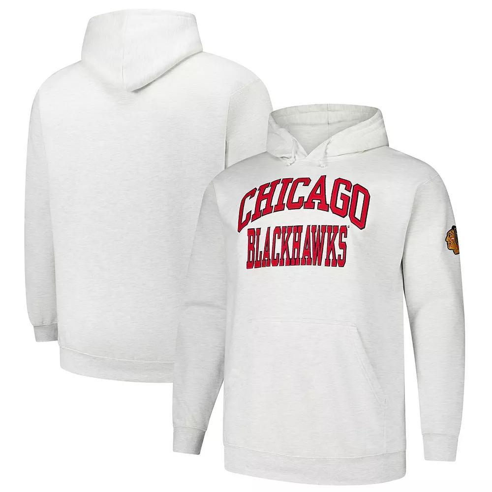 Men's Fanatics Heather Gray Chicago Blackhawks Big & Tall Fleece Pullover Hoodie, Size: 2XLT, Grey Product Image