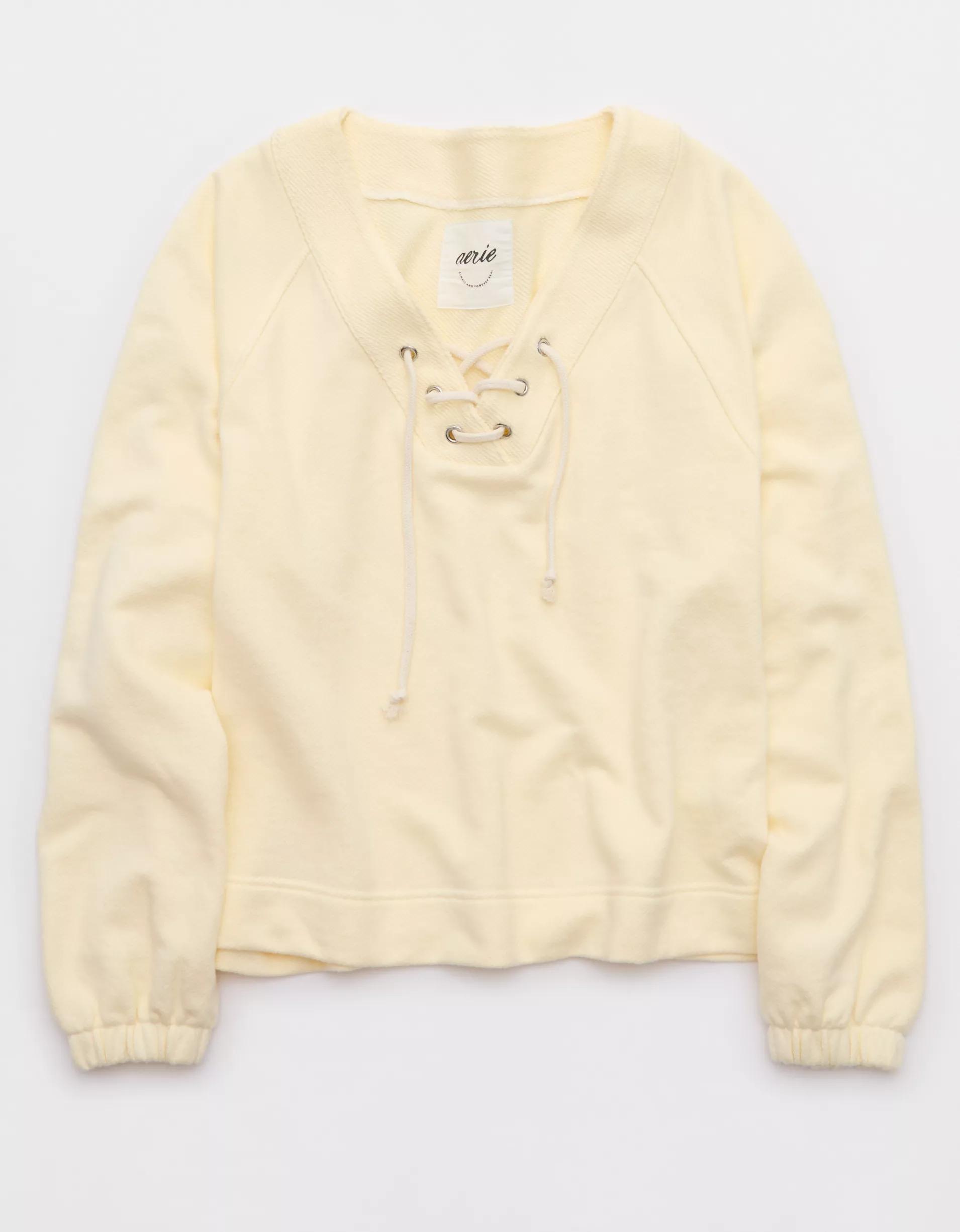 Aerie Lace Up Sweatshirt Product Image