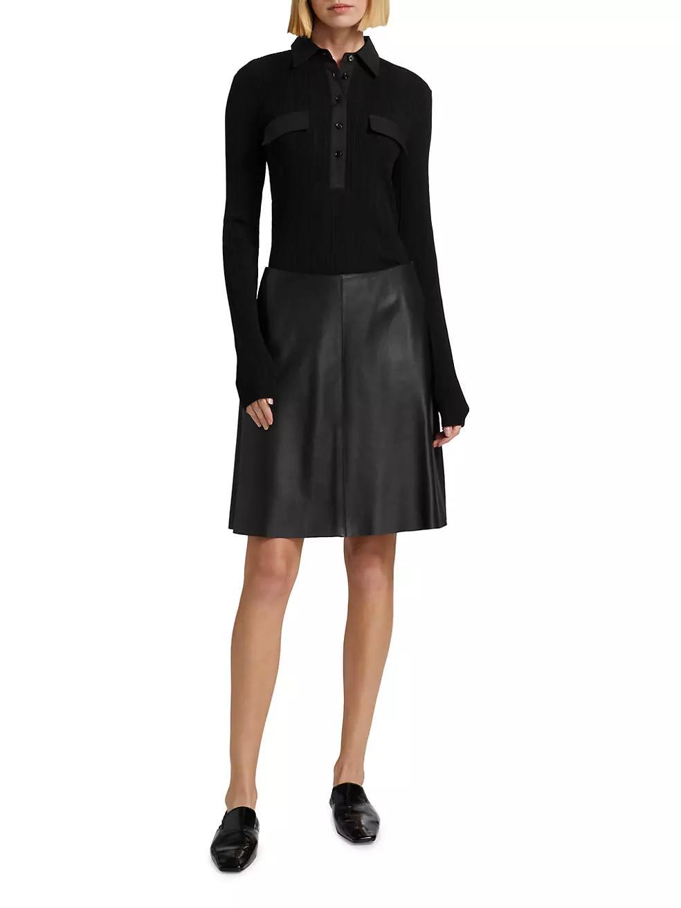 Womens Leather A-line Miniskirt Product Image