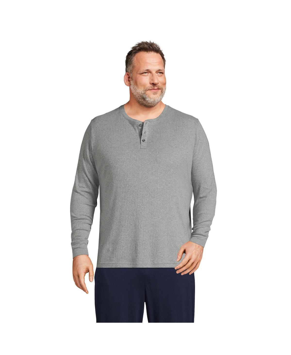 Men's Lands' End Ribbed Pajama Sleep Henley, Size: XXL, Grey Heather Product Image