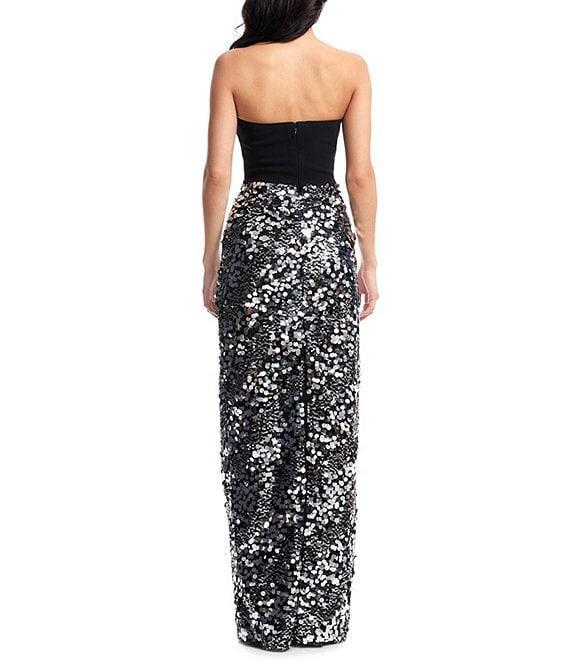 Dress the Population Vada Sequin Strapless Sweetheart Neck Sleeveless Bustier Sheath Gown Product Image