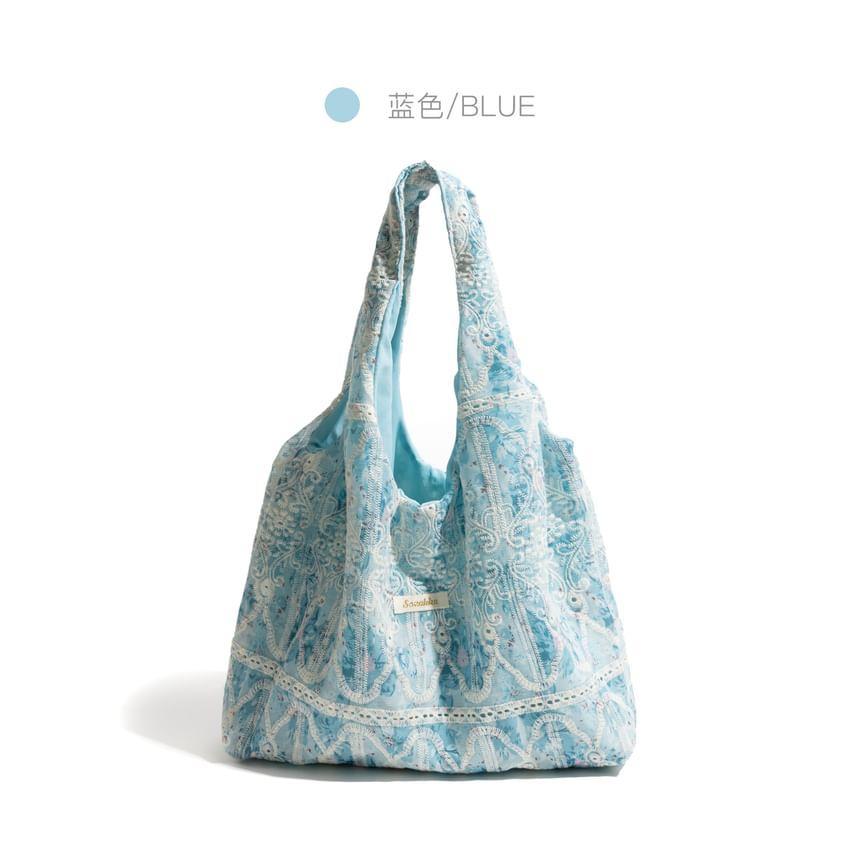 Floral Print Lace Trim Tote Bag Product Image