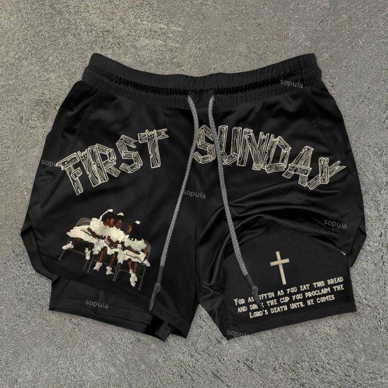 Sopula Let's Go Print Graphic Double Layer Men's Gym Shorts Product Image