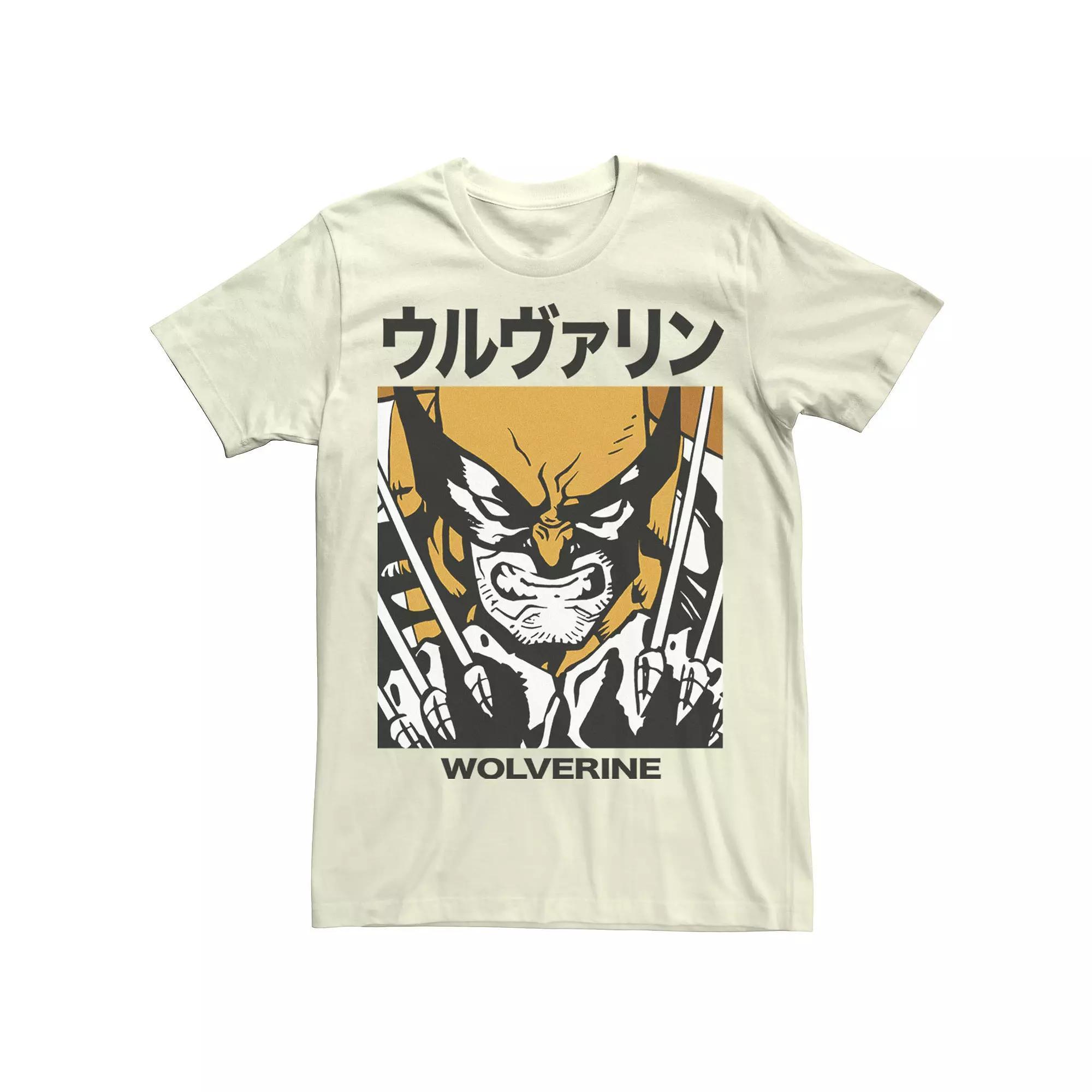 Men's Marvel X-Men Wolverine Kanji Blades Pose Tee, Size: Medium, Natural Product Image