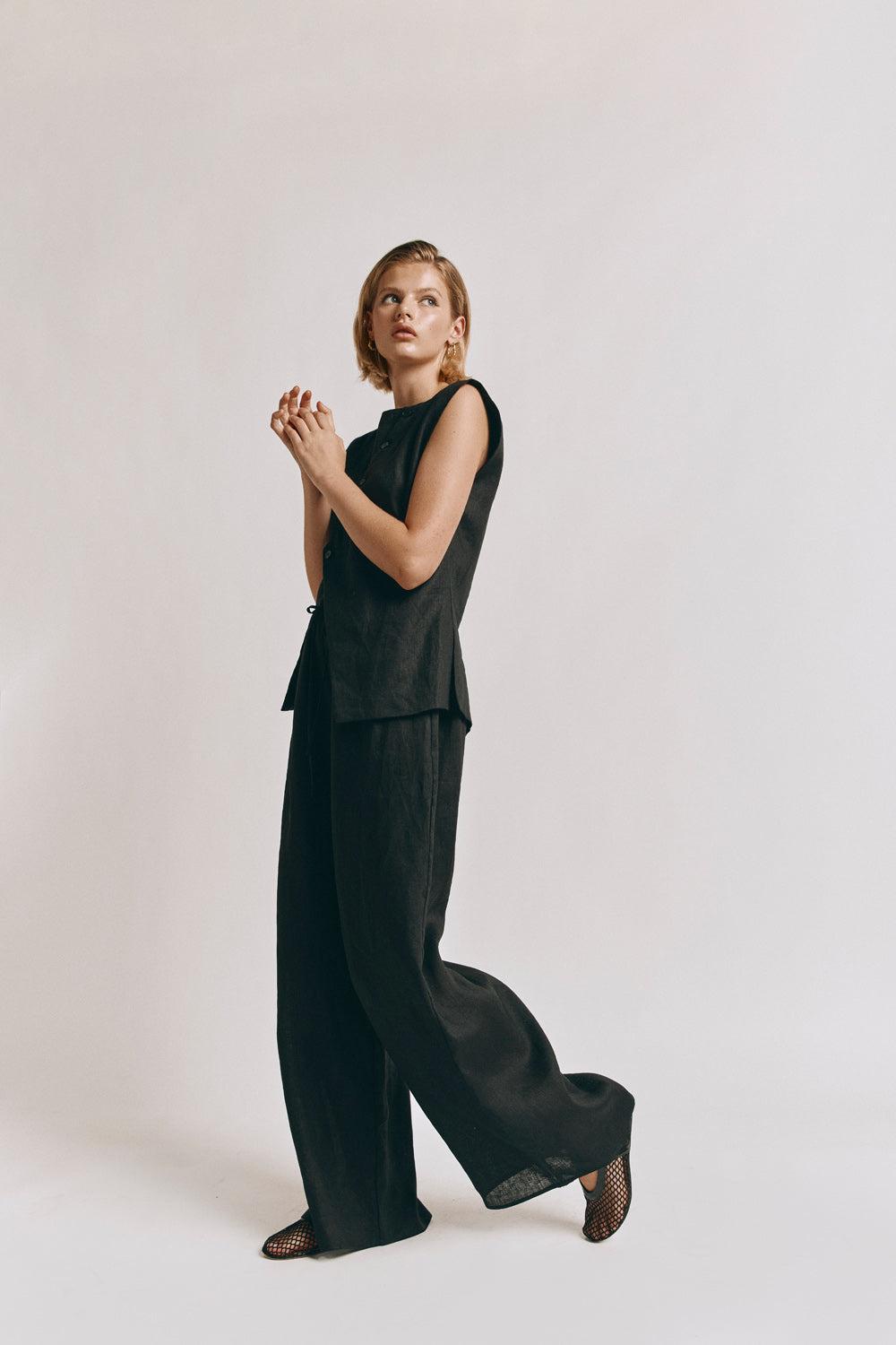 Raya Linen Pants Black Product Image