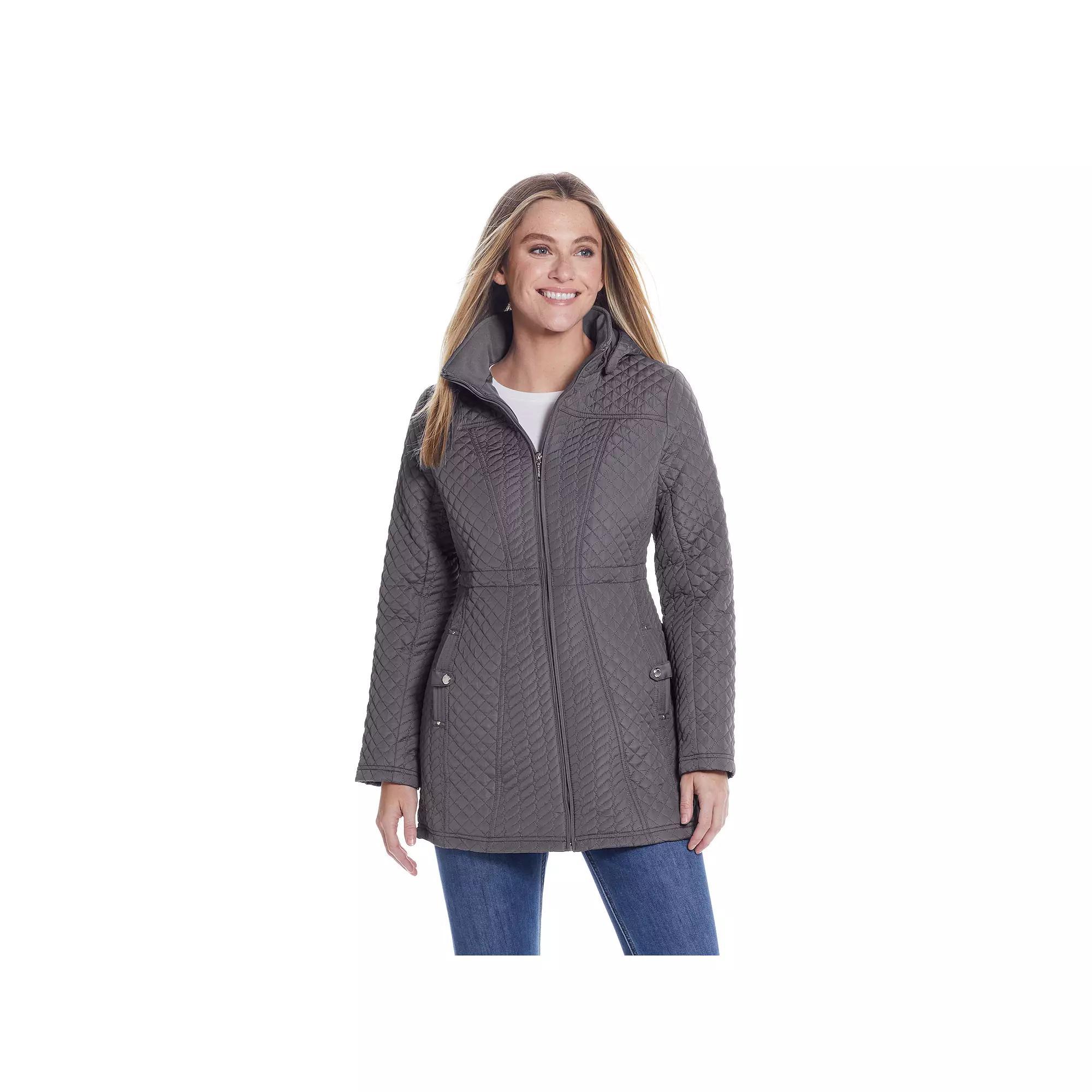 Women's Weathercast Hooded Lightweight Quilted Walker Jacket, Size: Small, Shale Product Image