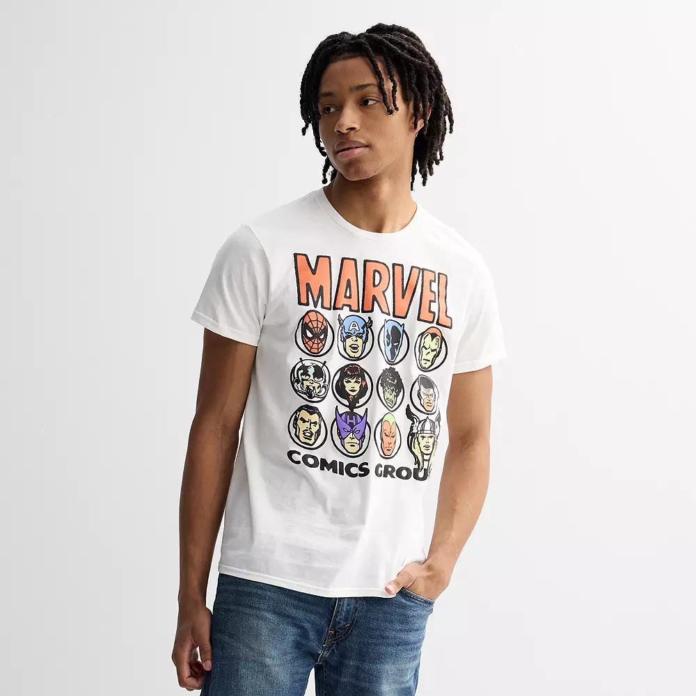 Men's Marvel Comic Heads Graphic Tee, Size: Small, White Product Image