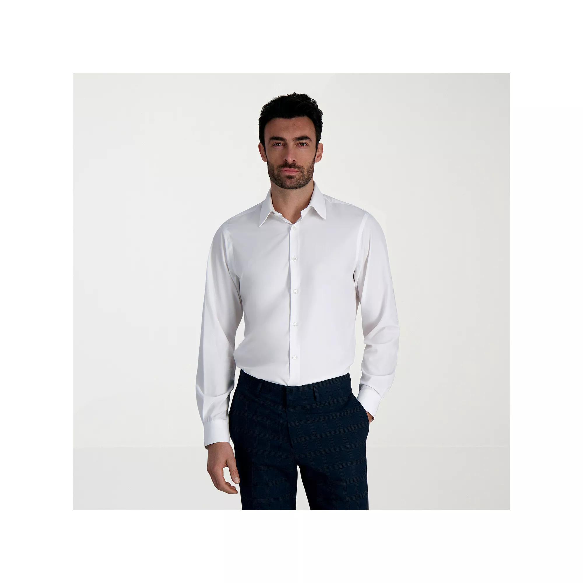 Men's Haggar® Smart Wash® Classic Fit Wrinkle Free Dress Shirt, Size: 18.5-34/35, White Solid Product Image