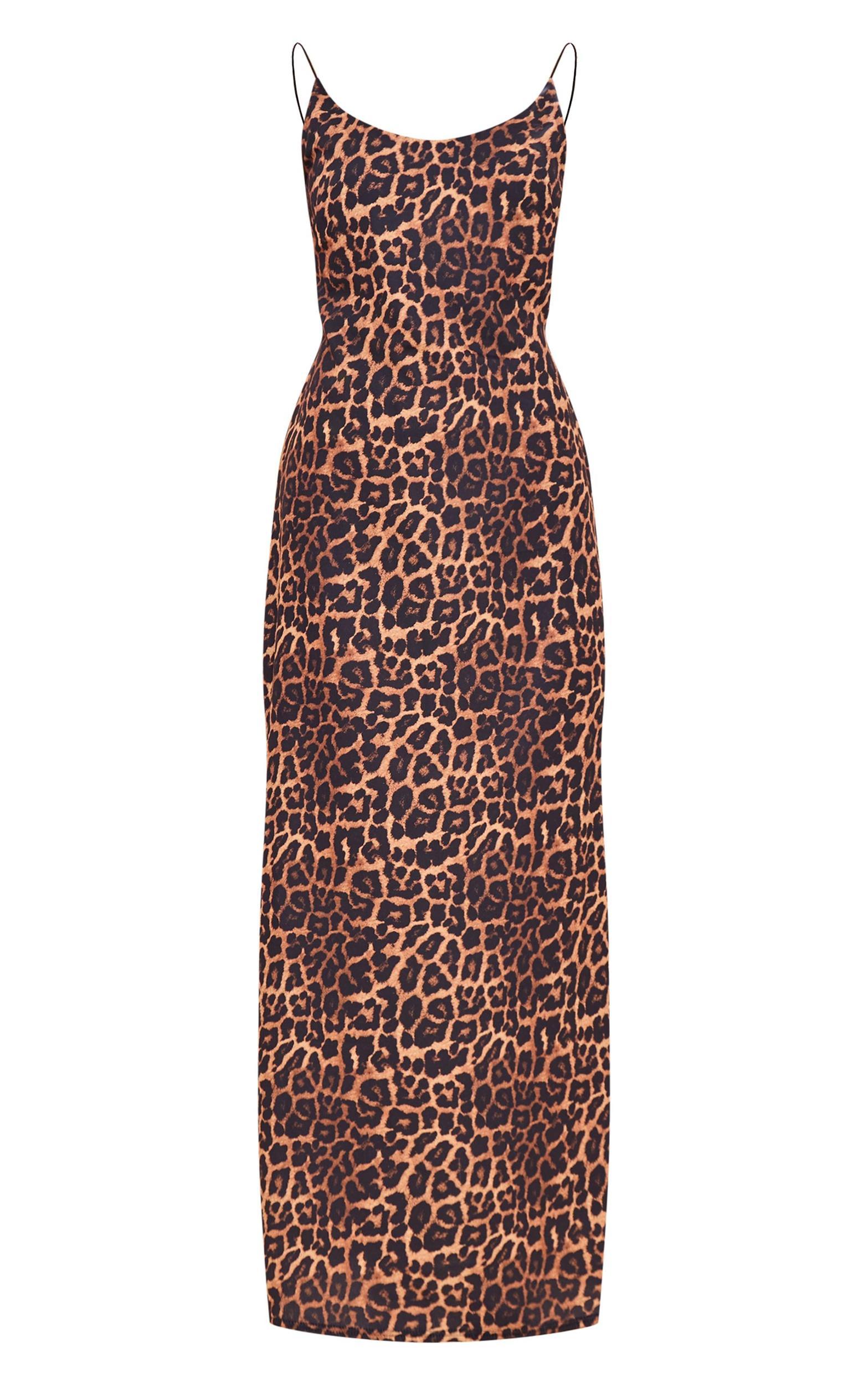 Leopard Print Woven Cami Backless Maxi Dress Product Image