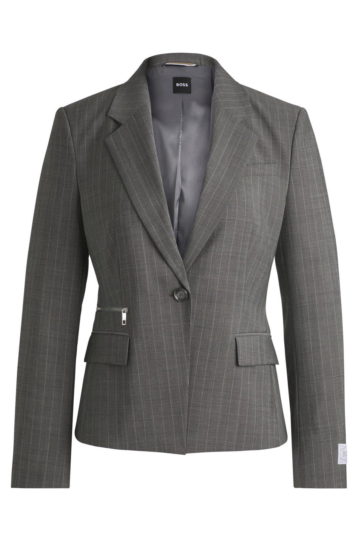 BOSS - Slim-fit jacket in striped wool - Patterned Product Image