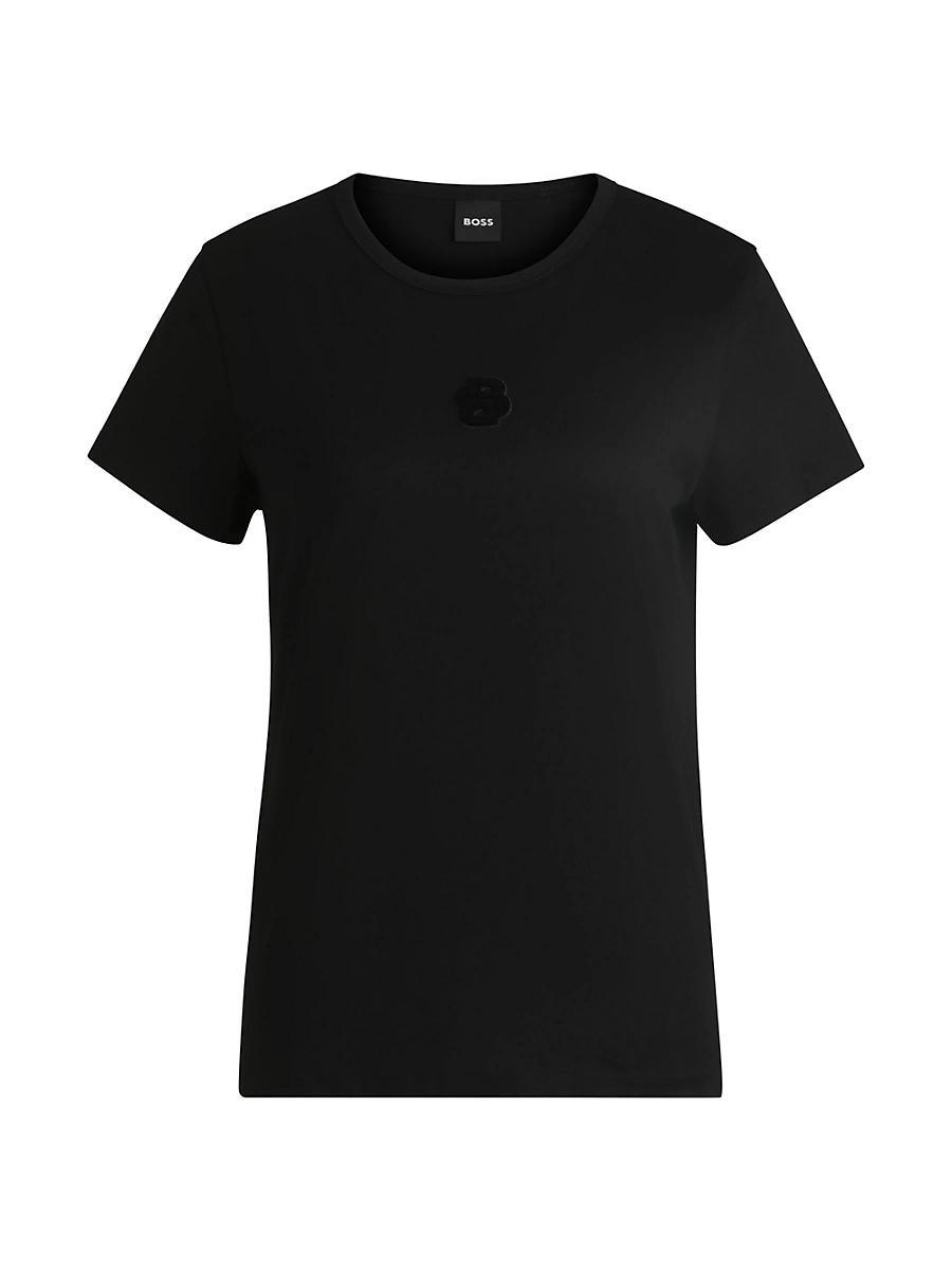 Womens Mercerized-Cotton T-Shirt with Double B Monogram Product Image