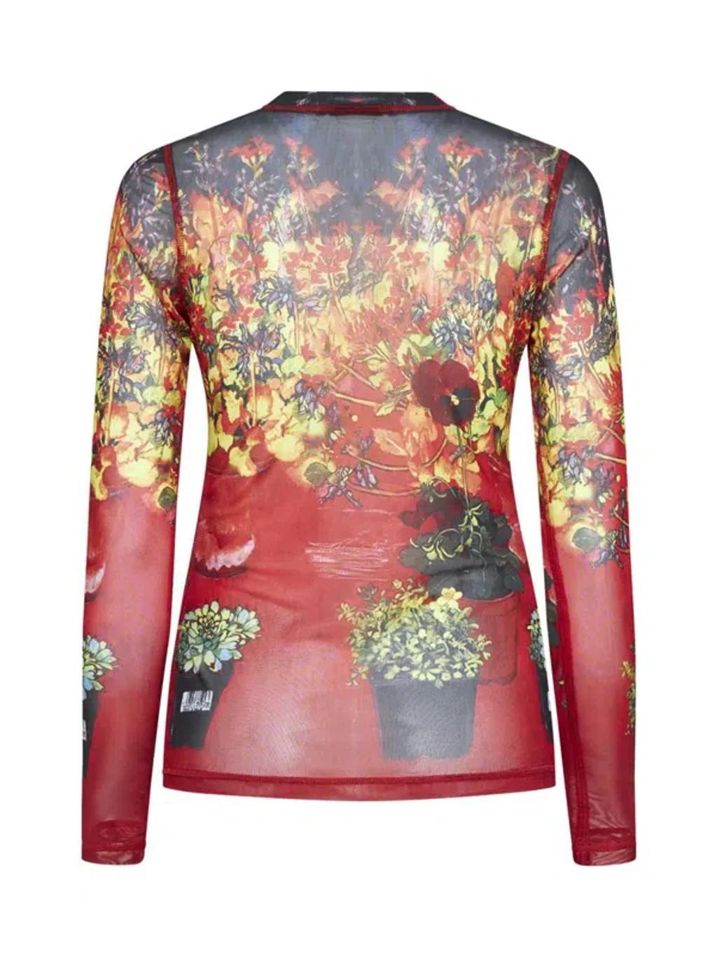 JW ANDERSON Sheer Long Sleeve Top In Red Product Image
