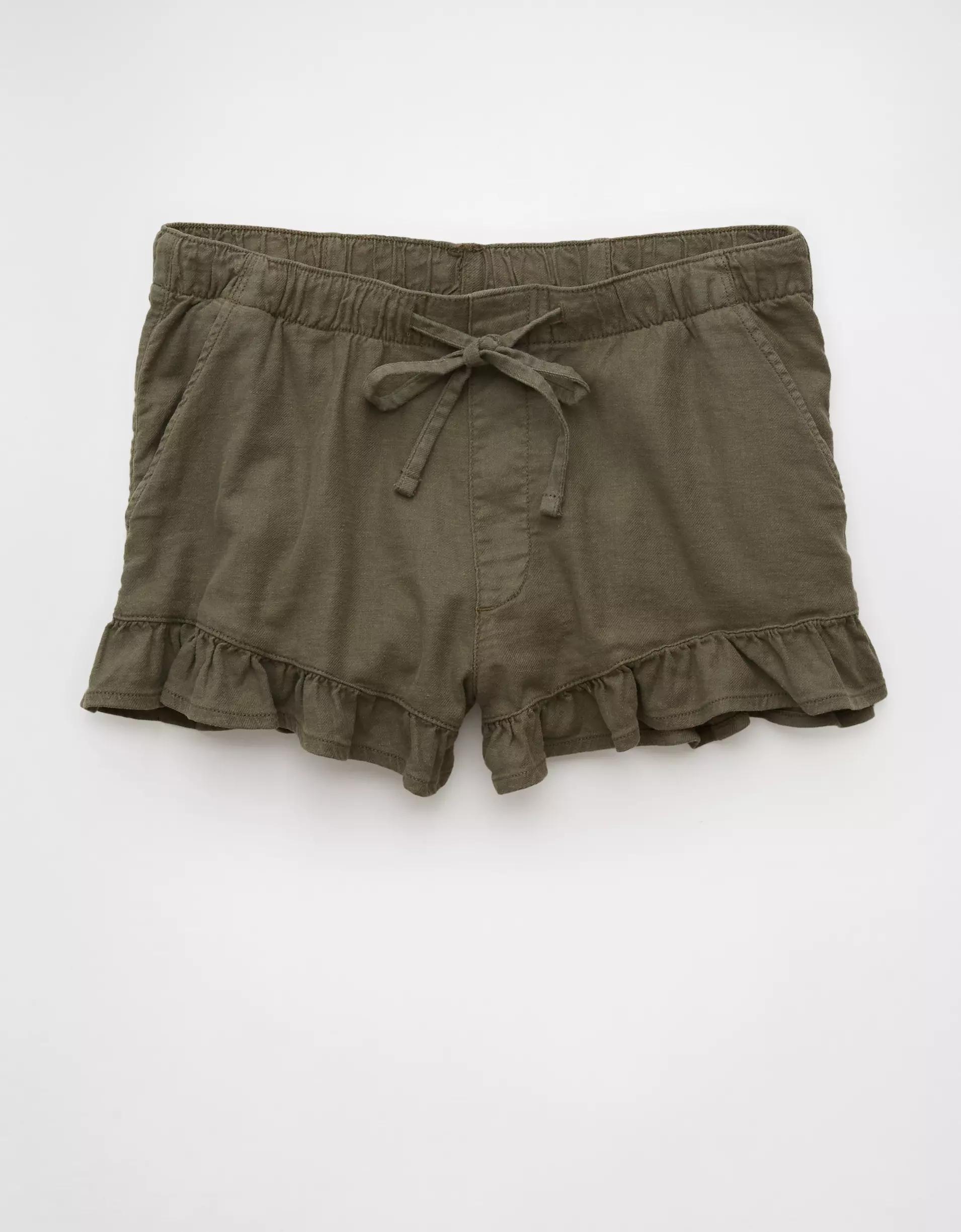 AE Stretch Linen-Blend Ruffle Short Product Image