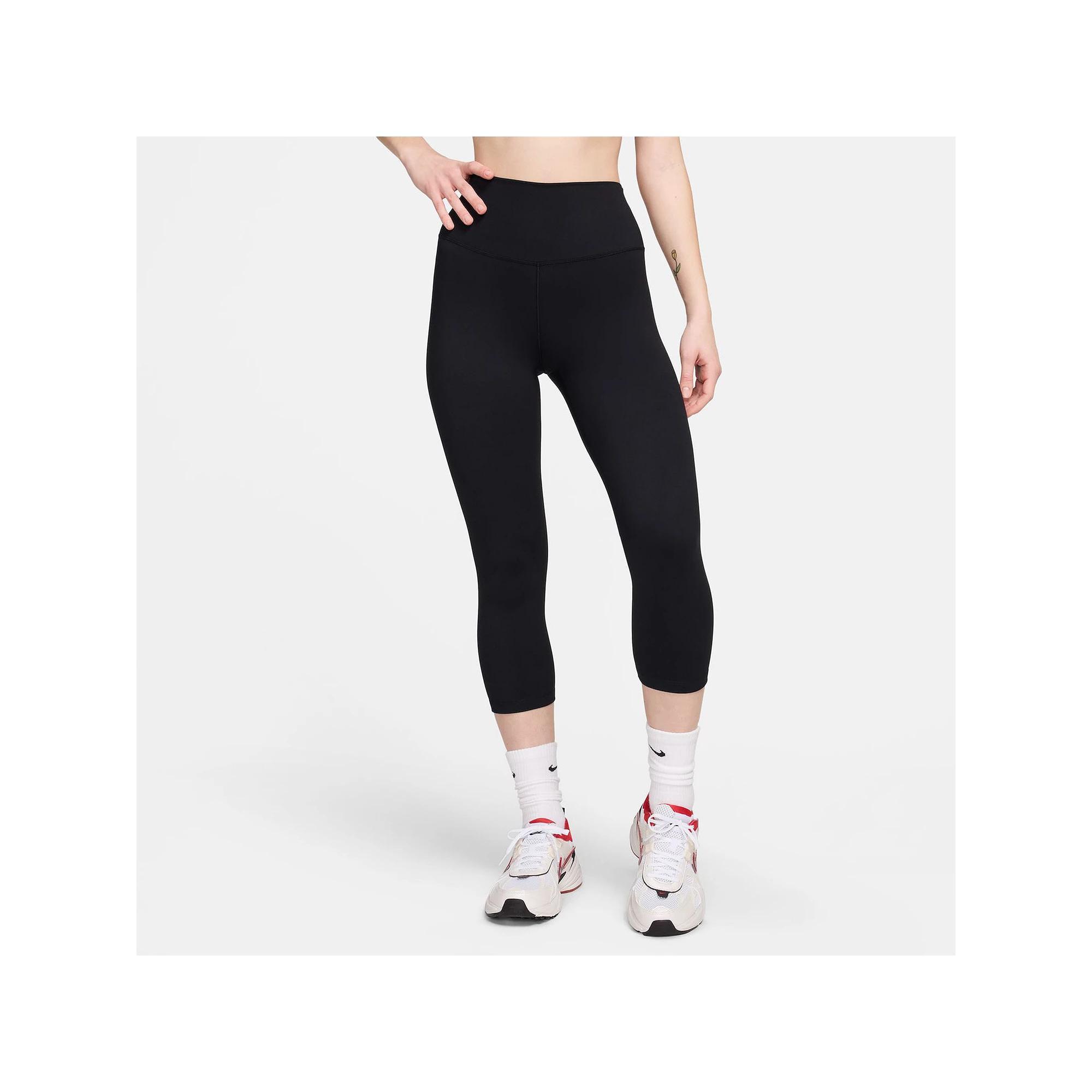 Nike Womens One Dri-FIT High-Waisted Crop Leggings in Black Product Image