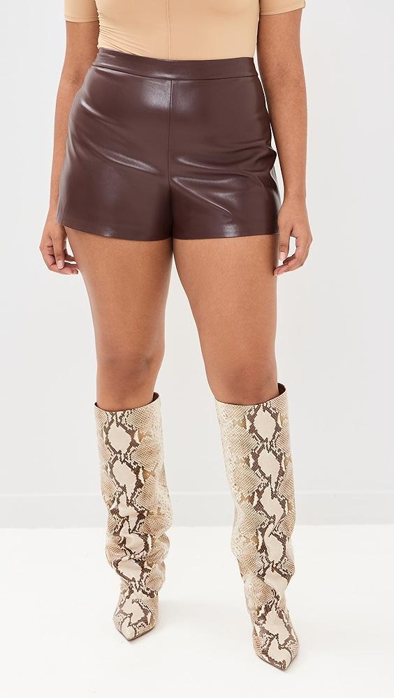 alice + olivia Hera Vegan Leather Back Zip Shorts | Shopbop Product Image
