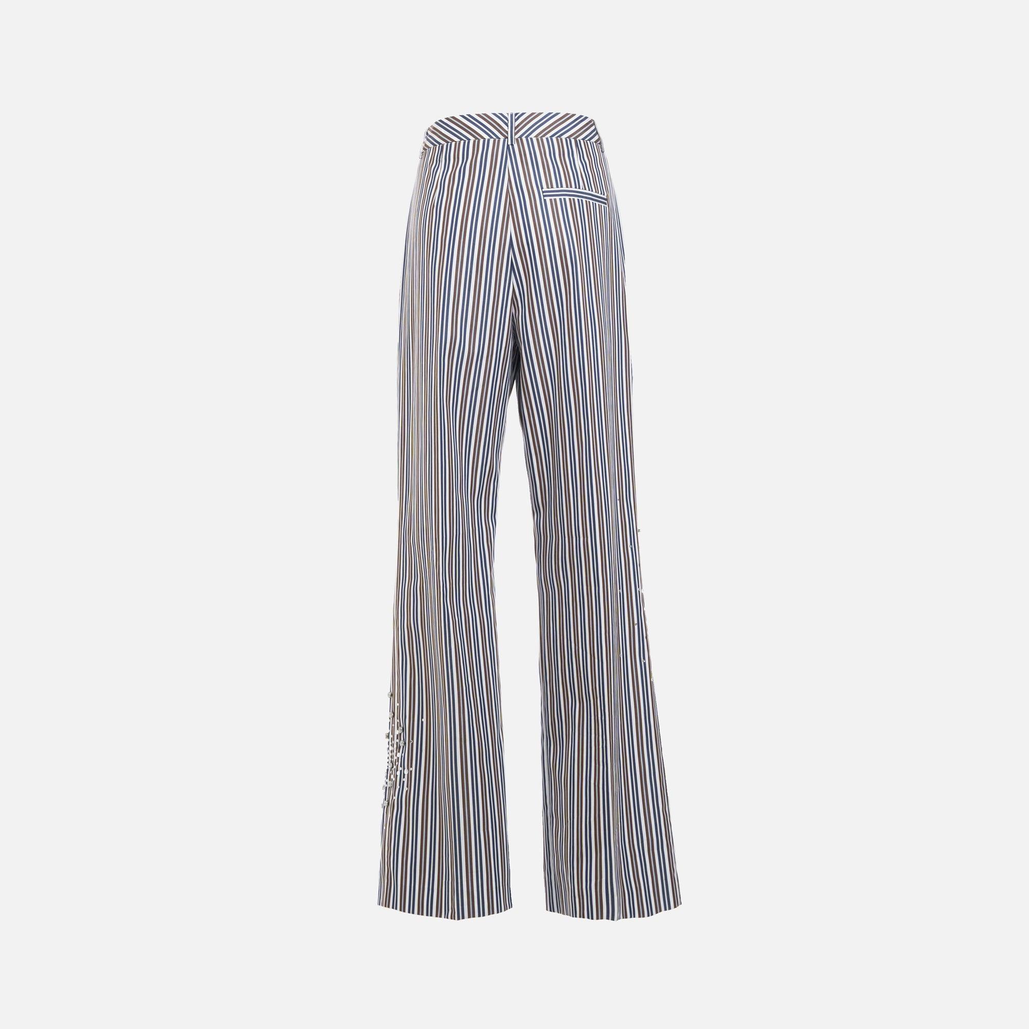 Des Phemmes Striped Pants - Coffee / Blue Female Product Image