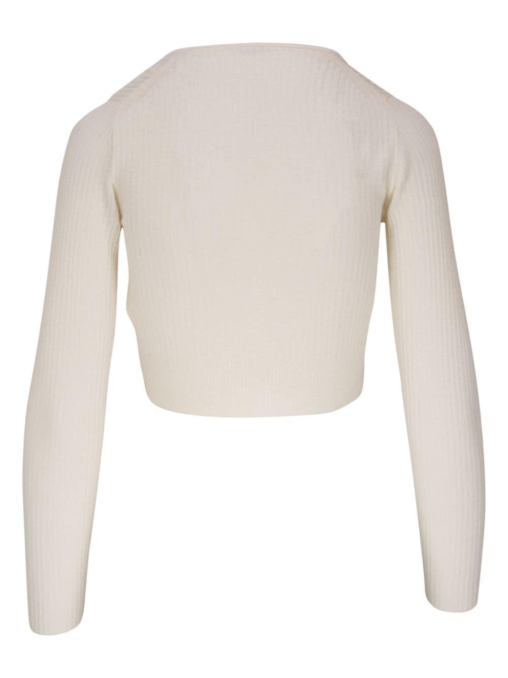 Women's Shrunken Rib-knit Cardigan In Off White Product Image
