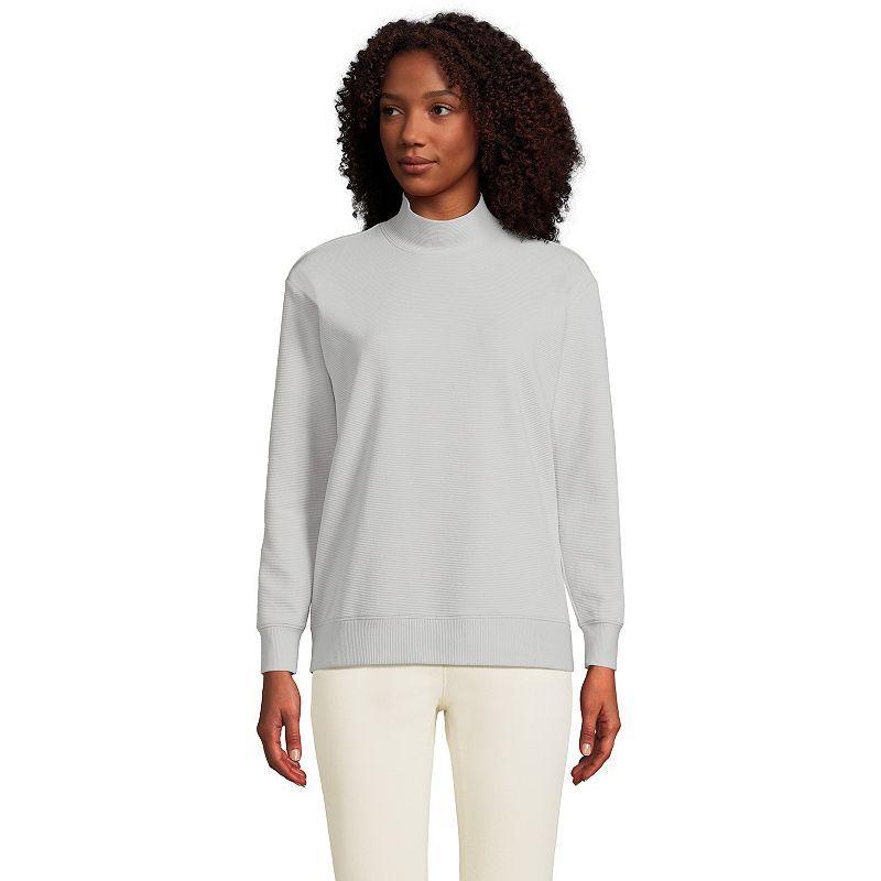 Plus Size Lands' End Long-Sleeve Ottoman Mock Pullover, Women's, Size: 3XL, Pale Gray Product Image