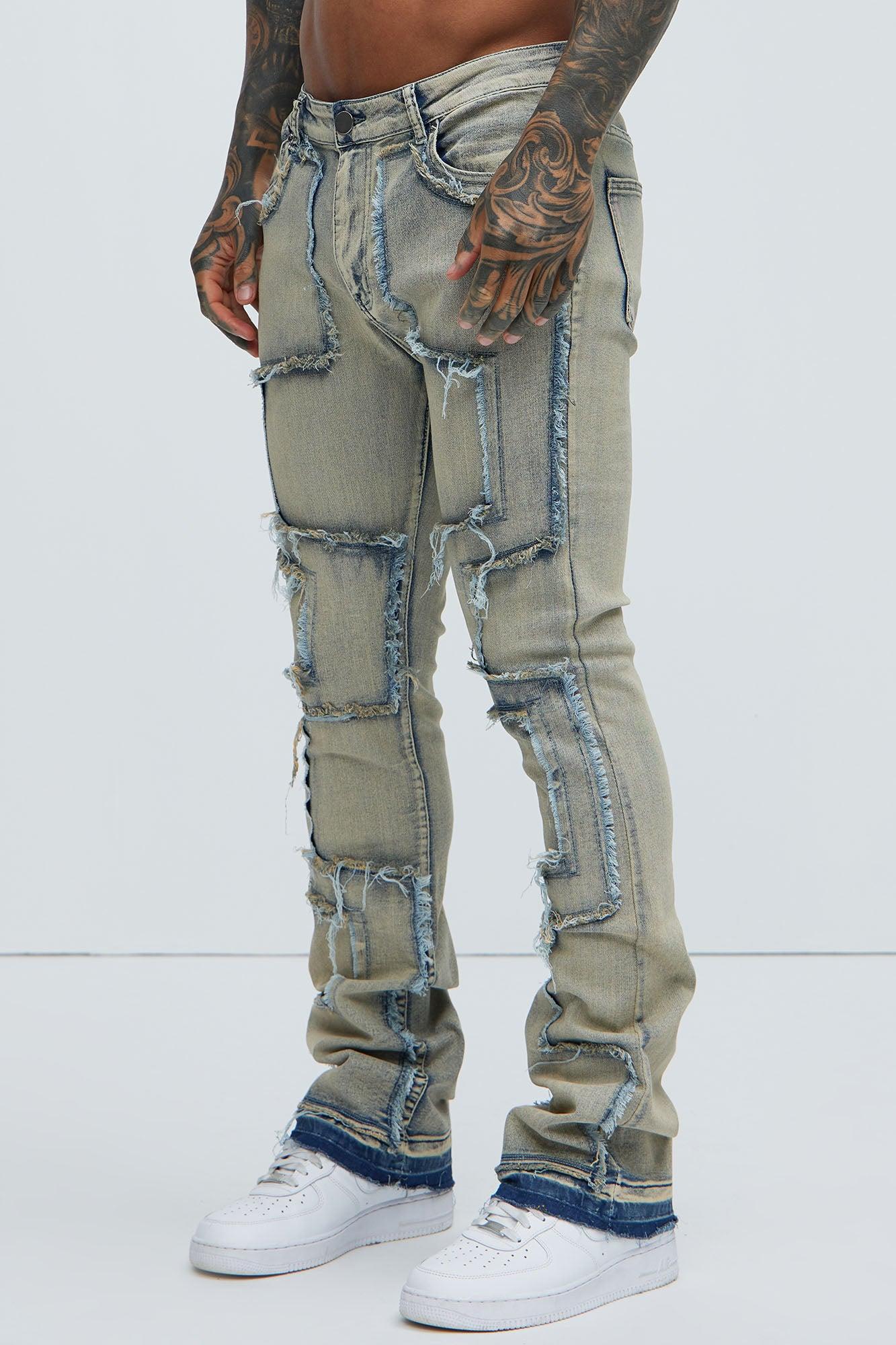 Be Square Stacked Skinny Flare Jeans - Light Blue Product Image