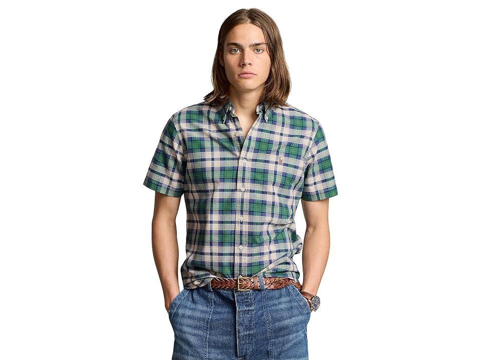 Mens Plaid Cotton Short-Sleeve Oxford Shirt Product Image